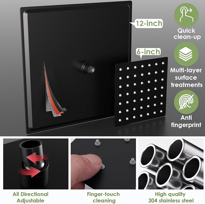 Enga Thermostatic Dual Shower System, All Functions Use Together & Volume - Image 4
