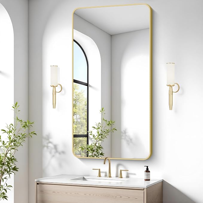 Gold Bathroom Mirror, 24x48 inch Wall Mirror - Image 2