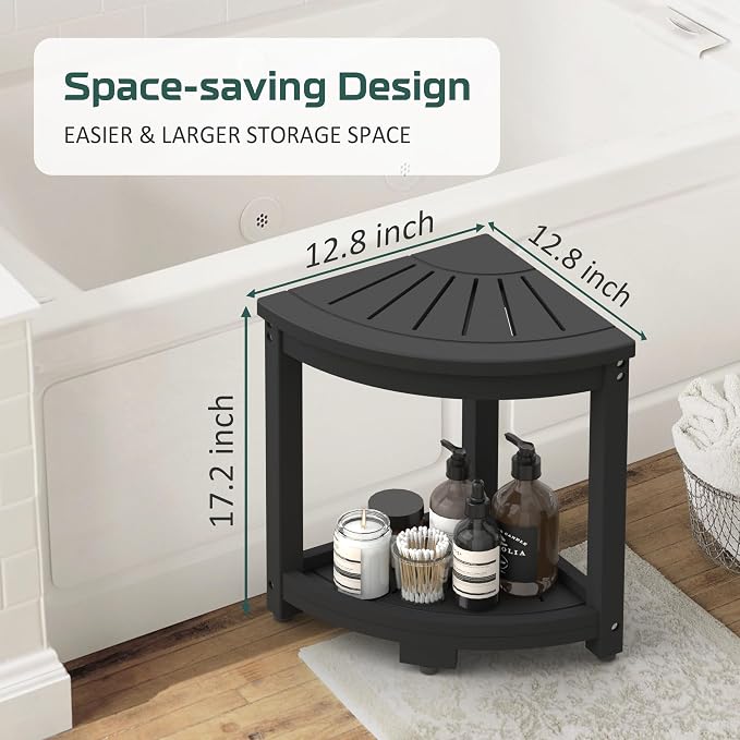 Waterproof Corner Shower Stool for Inside Shower, Poly Lumber Shower Bench Seat - Image 2