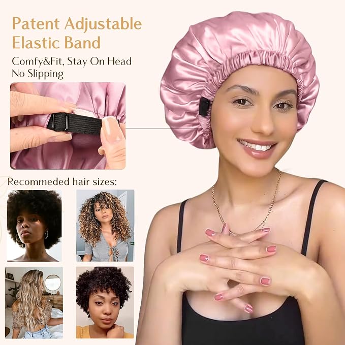 YANIBEST Adjustable Satin Bonnet Double Layer Hair Bonnet - Image 3