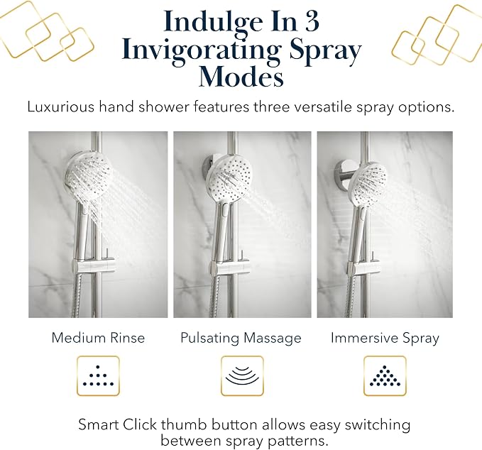 BATH ROYALE Rain Shower Head & Detachable Handheld Spray Combo, Easy Install & - Image 5