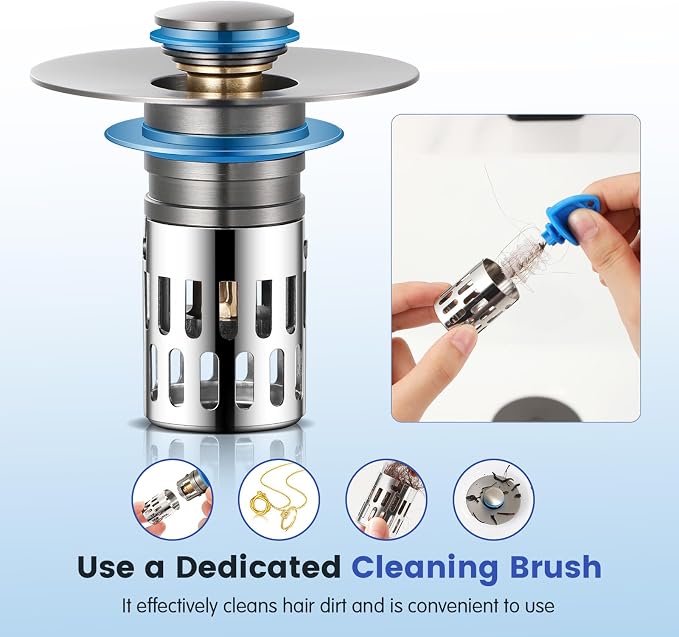 Universal Bathroom Sink Stopper, Pop Up Sink Drain Strainer Plug - Image 5