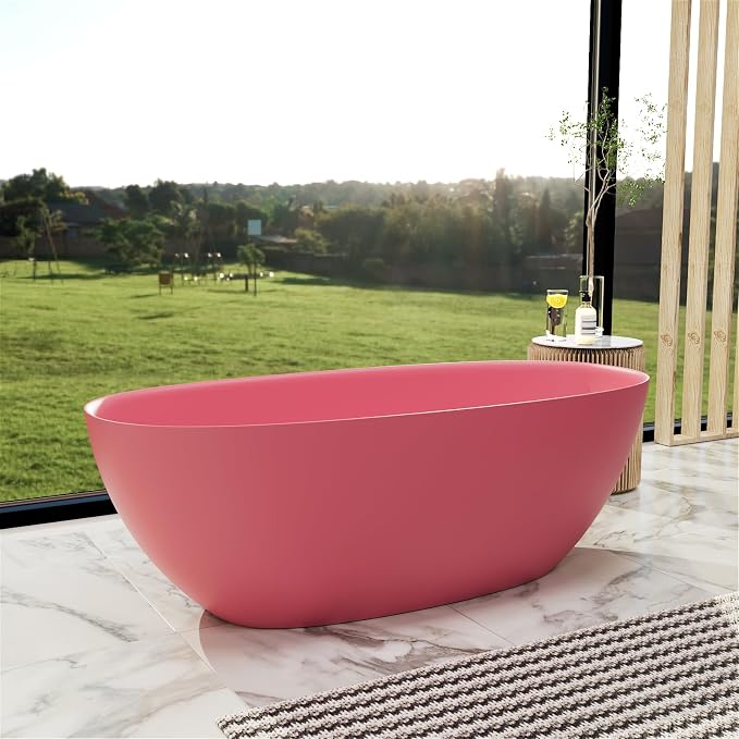 GIVINGTREE 65'' Freestanding Solid Surface Resin Stone Bathtub, Contemporary - Image 2