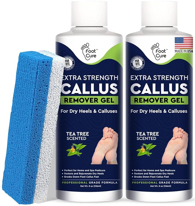 Callus Remover for Feet with Extra Strength Gel & Foot Pumice Stone Set by FOOTCURE