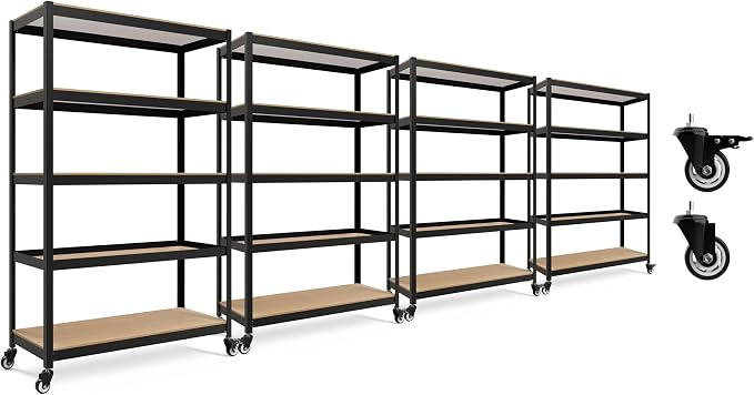 HOMEDANT House 5-Tier Metal Rolling Cart Shelf Rack Casters Heavy Duty by TheBestOrganizingSolution