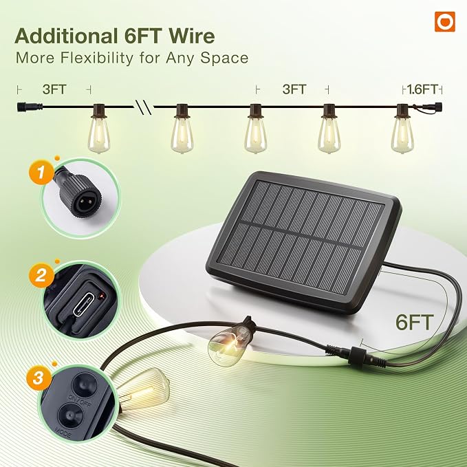 addlon 33 FT Solar String Lights Waterproof, Patio Light Solar Powered - Image 6