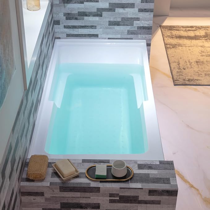 WOODBRIDGE 60" Acrylic Rectangular Alcove Soaking Bathtub in White - Image 8