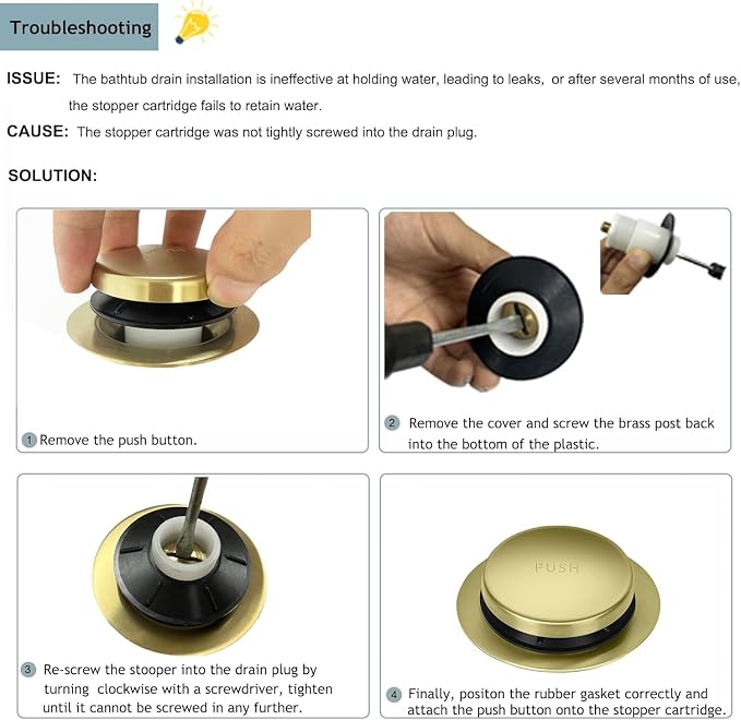Tip-Toe Bathtub Drain Kit with Two-Hole Overflow Plate, Universal Fine/Coarse - Image 7