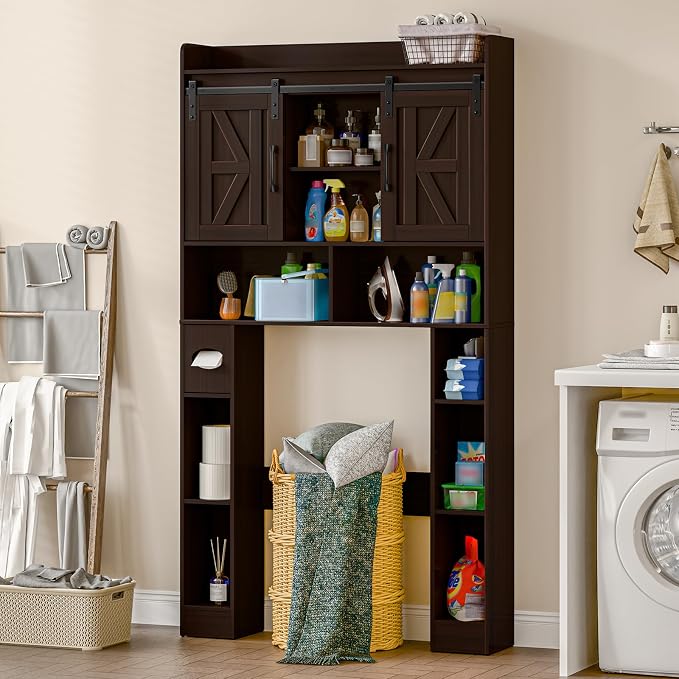 Over The Toilet Storage Cabinet, Farmhouse Toilet Cabinet Rack - Image 6
