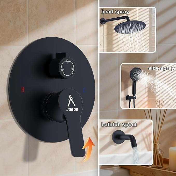3 Functions Shower System，Modern Three-Setting 10-Inch Round Rain Shower Head - Image 7