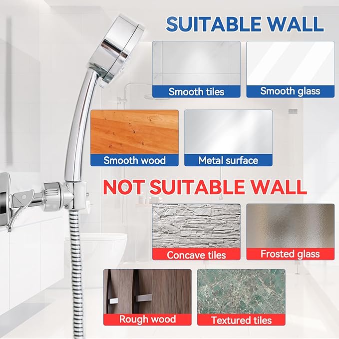 Adjustable Shower Head Holder, Bathroom Suction Cup Handheld Shower Head Bracket - Image 5
