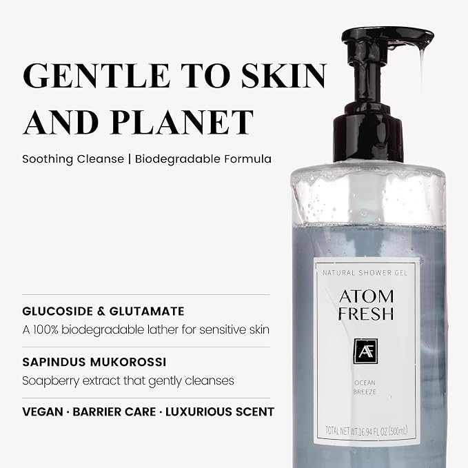 Atom Fresh Antioxidant-Rich Body Wash – Ocean Breeze | Softening Cleanse - Image 4