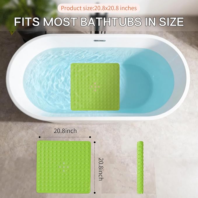 Anti-Slip Bathtub Shower mat, 20.8×20.8（Approximately 53×53cm） inch Soft - Image 3