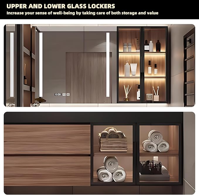 Single Sink Bathroom Vanity, Floating Bathroom Vanity Set Includes LED Smart - Image 6