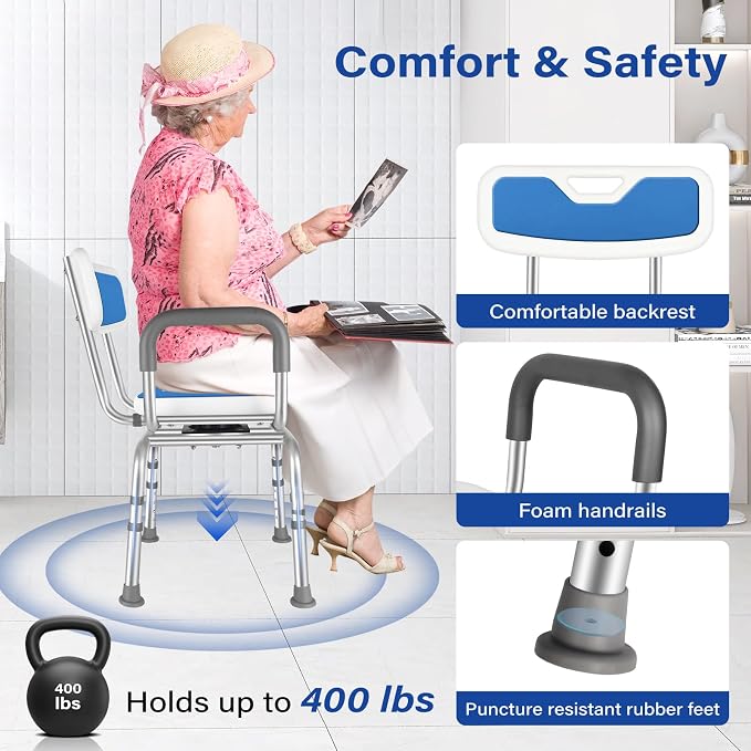 Swivel Shower Chair Height Adjustable Swivel Shower Chair - Image 4