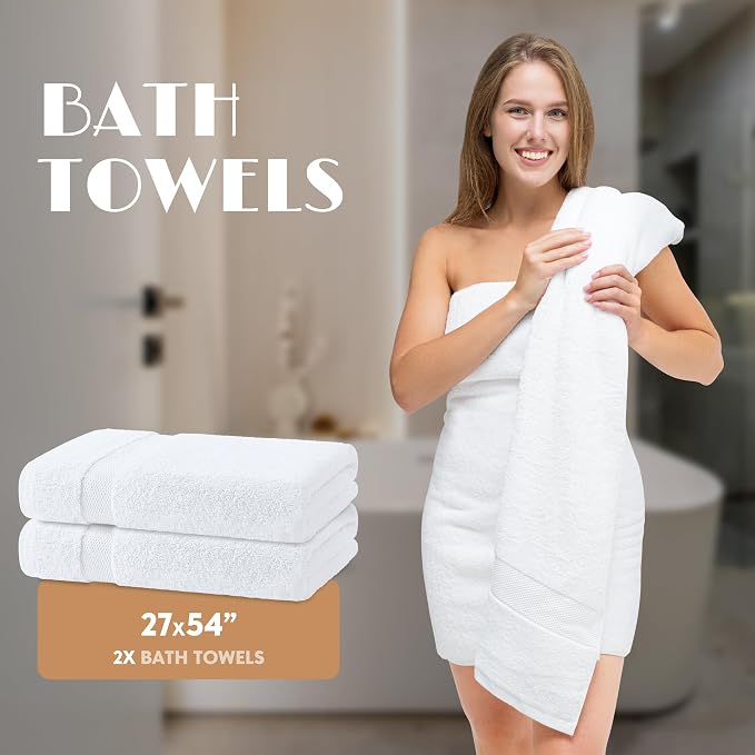 White Bath Towel Set of 6 - Image 4