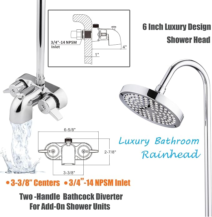Clawfoot Tub Shower Kit, Add On Shower - Image 3