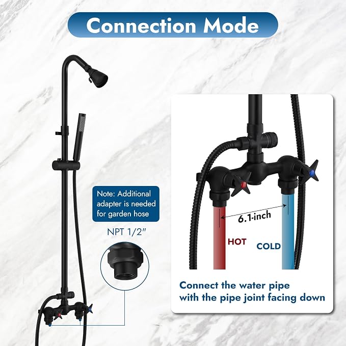 Matte Black Wall Mount Outdoor Shower Kit - Image 4