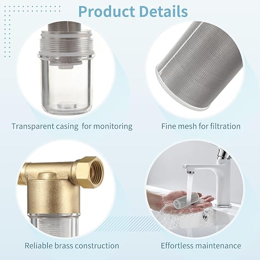 yeesport Garden Hose Sediment Filter, Inline Water Filter Washing, Machine - Image 3