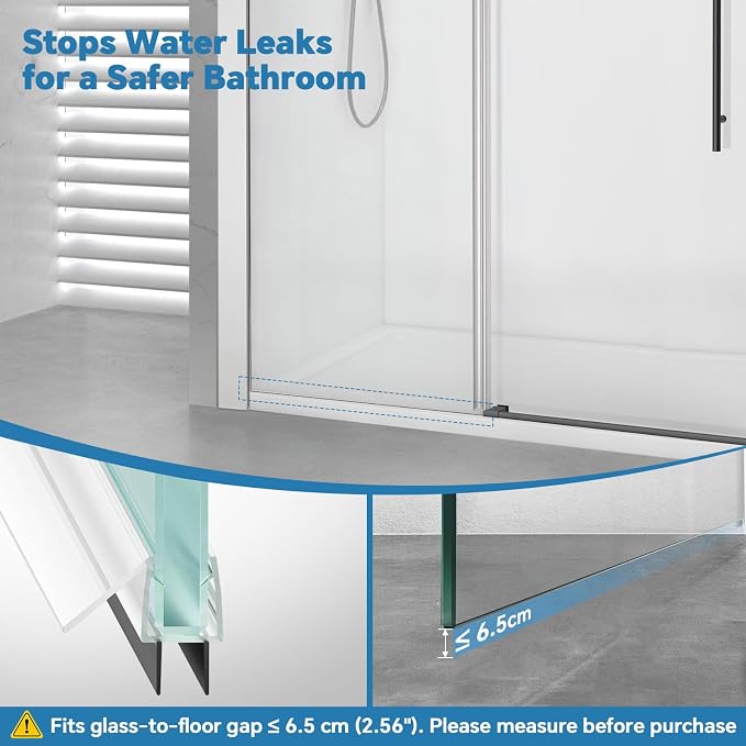 Shower Door Bottom Seal Strip, Fits 6mm Thick Glass, Prevents Leaks, Easy - Image 7