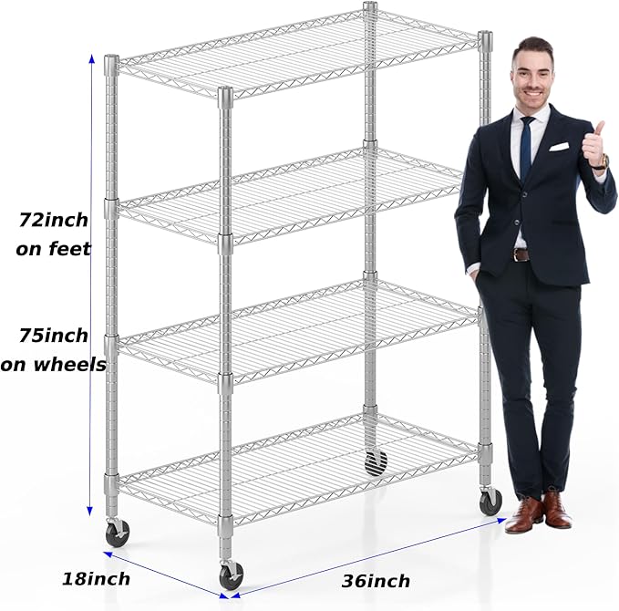 Homdox 4 Tier Heavy Duty Metal Shelves - Image 2