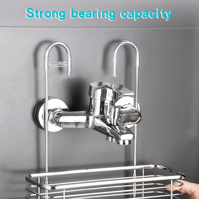 YQh Stainless steel double-layer shower rack, shower room hanging bathroom - Image 5