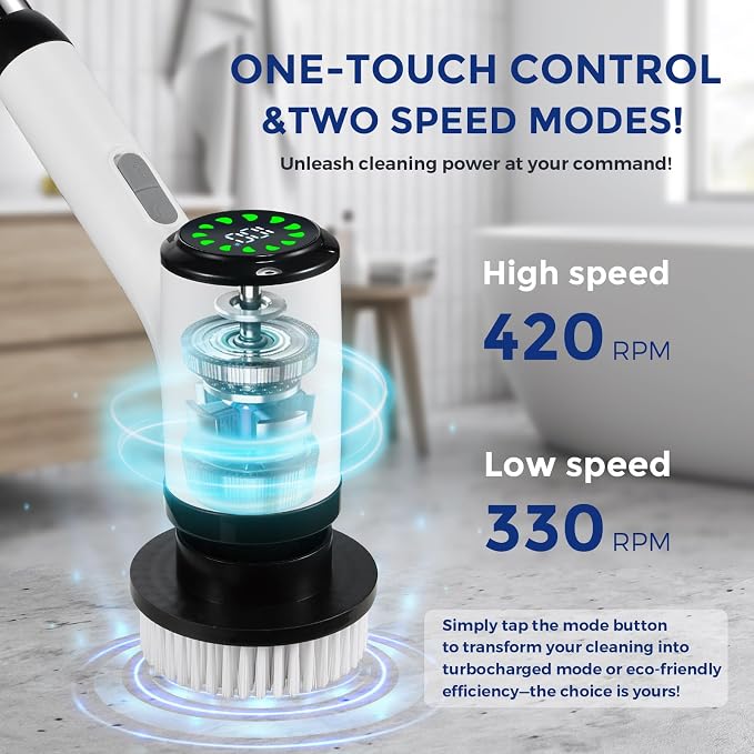 Electric Spin Scrubber for Cleaning-2 Adjustable Speeds, 8 Cleaning Brushes - Image 4