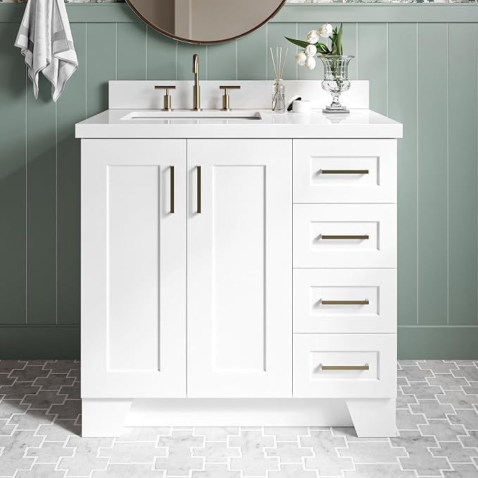 ARIEL Taylor 37 Inch White Bathroom Vanity by Ariel