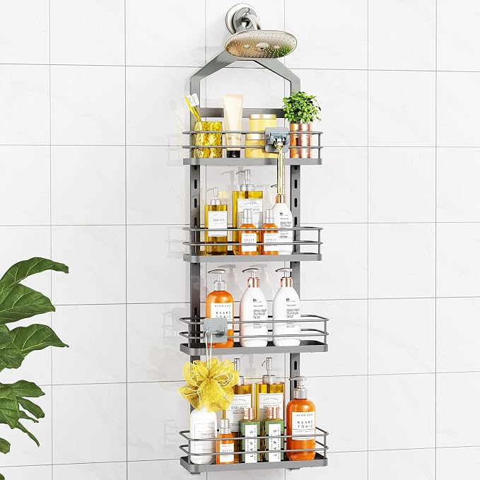 ODesign 4 Tier Height-Adjustable Shower Caddy Hanging Anti-Swing-Over The by ODesign