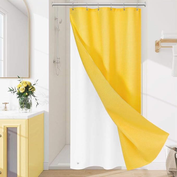 3 in 1 Stall Half Size Yellow Shower Curtain Set-36 W x 72 H, Modern Waffle by Unknown