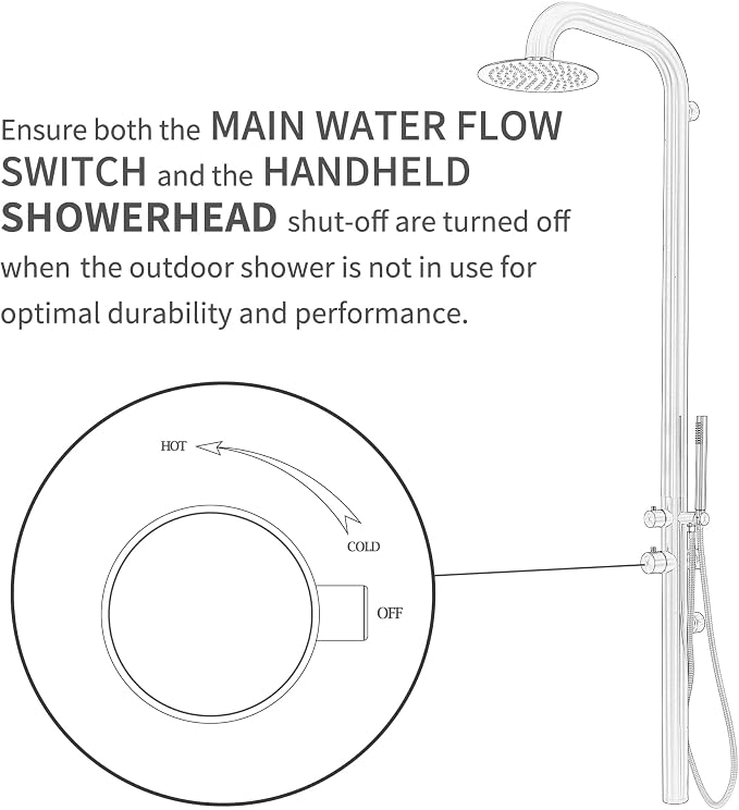HEATGENE Outdoor Shower with Body Jets and Handheld, Wall-Mounted Shower Head - Image 5