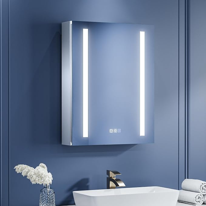 ExBrite Lighted Bathroom Medicine Cabinet, 20 x 26 Inch, Recessed or Surface by ExBrite