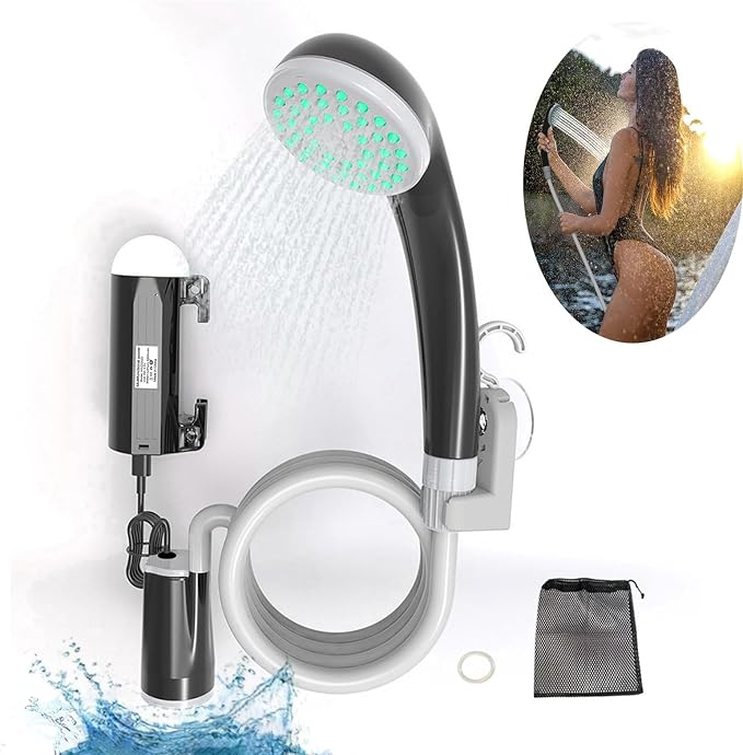 Portable Outdoor Shower Pump Camping Shower Pump Rechargeable LED IPX8 by Unknown