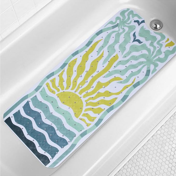 Non Slip Bathtub Mat for Kids Extra Long Anti Slip Bath Mat for Tub Abstract by Denifeiya