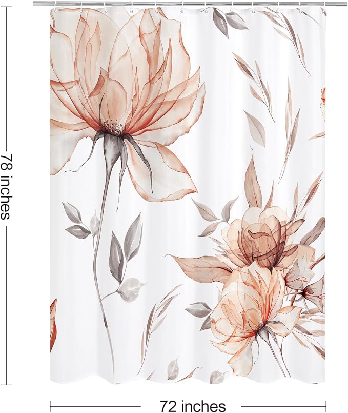 Long Boho Watercolor Floral Shower Curtain 72 x 78, Artistic 78 Inch Long - Image 6