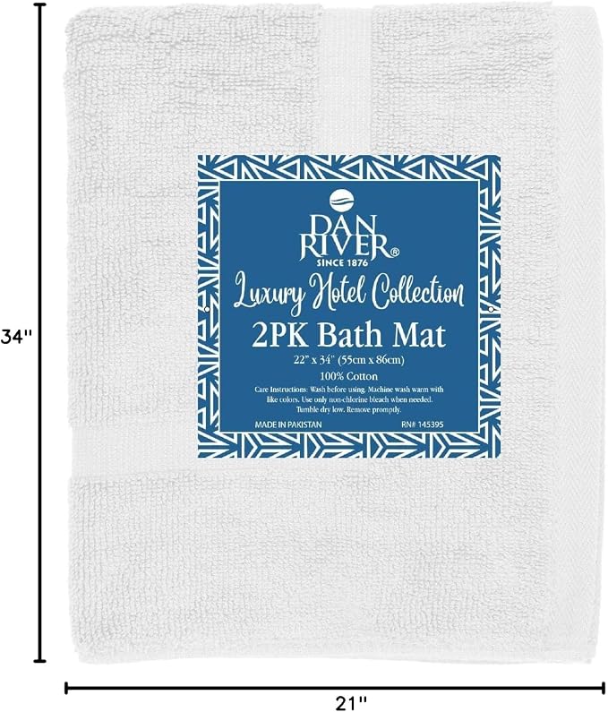 DAN RIVER Classic Cotton Bath Mats Set of 2 – Not a Bathroom Rug, Ultra Soft - Image 8