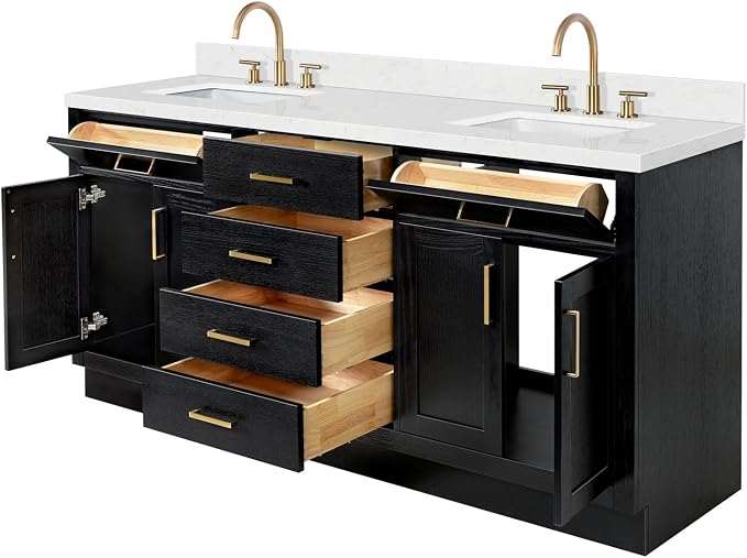 ARIEL Hepburn 72 Inch Double Rectangle Sink Bathroom Vanity - Image 6