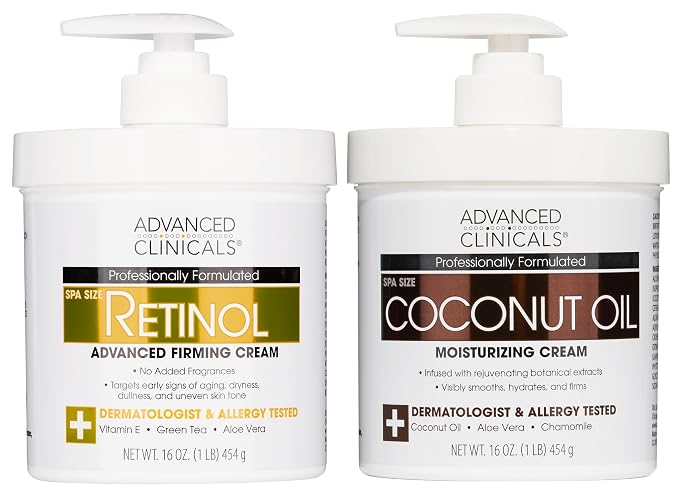 Advanced Clinicals Unscented Retinol Body Lotion & Face Moisturizer + Coconut by AdvancedClinicals