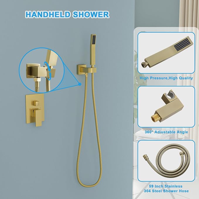 Lordear Rain Shower System Wall Mounted Shower Faucet Set - Image 5