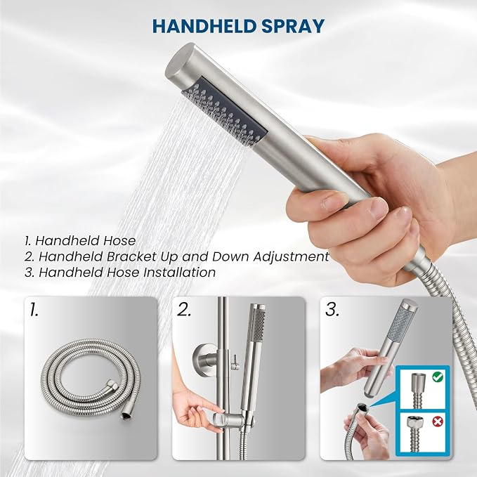 gotonovo Outdoor Shower Fixtures SUS304 Stainless Steel Rain Shower Kit Faucet - Image 6