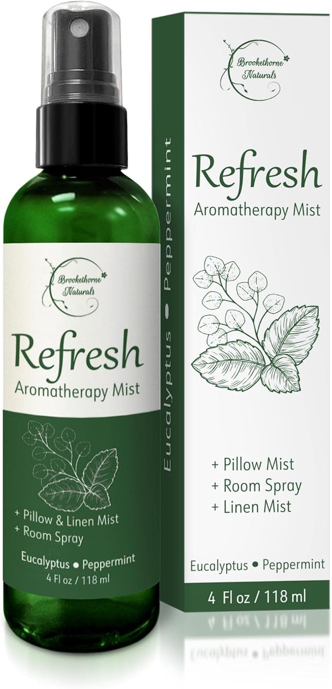 Refresh Aromatherapy Room Spray & Pillow Mist. Peppermint & Eucalyptus by BrookethorneNaturals