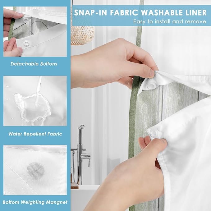 No Hook Daisy and Butterfly Shower Curtain - Image 3