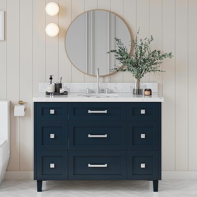 ARIEL Monroe 48 inch Bathroom Vanity Without Sink in Midnight Blue, Bathroom - Image 2