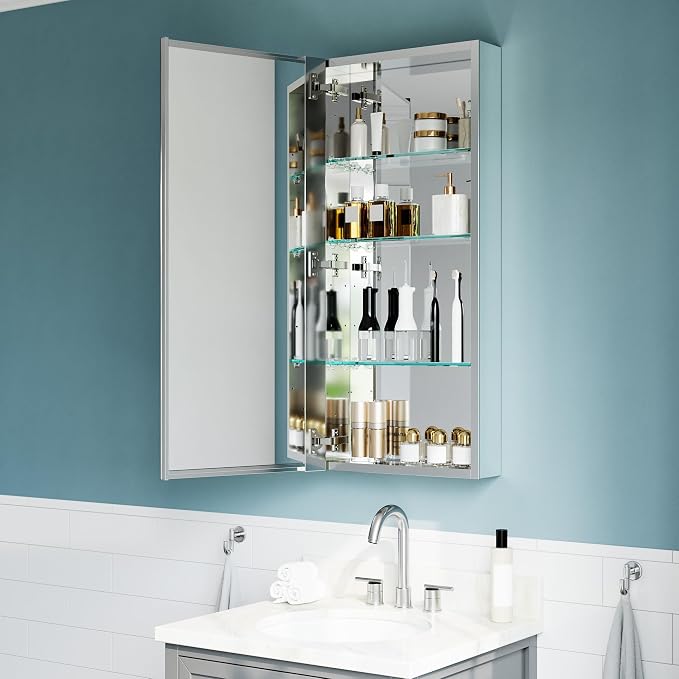 16"x36" Bathroom Mirror Medicine Cabinet, Aluminum Silver Medicine Cabinet - Image 6