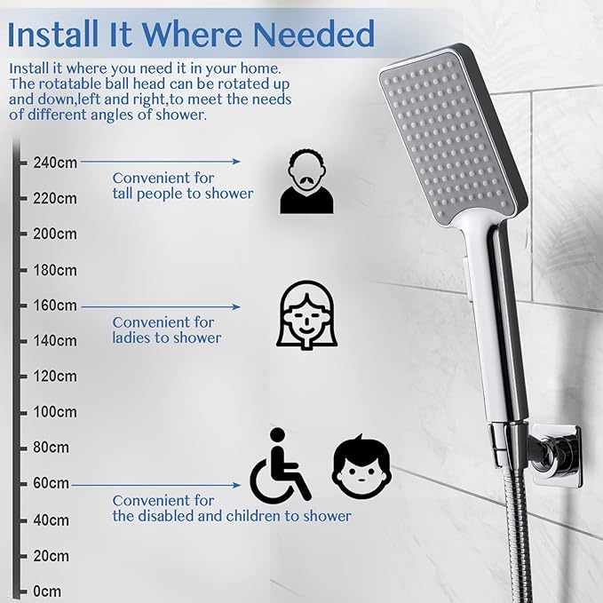 YDmeet Shower Head Holder, Adjustable Handheld Brass Shower Head Bracket - Image 4