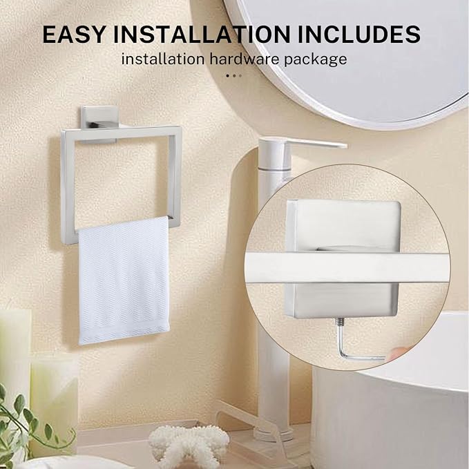 Brushed Nickel Towel Ring Towel Holder - Image 4