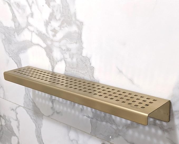 SereneDrains Stainless Steel Gold Brass Shower Shelf - Image 3