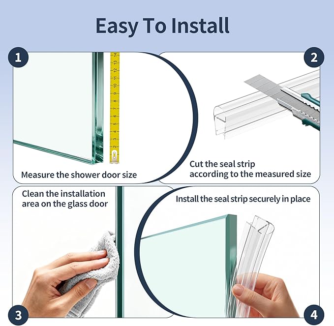 4PCS 39" Glass Shower Door Seal Strip, Shower Door Side Seal Strip - Image 5