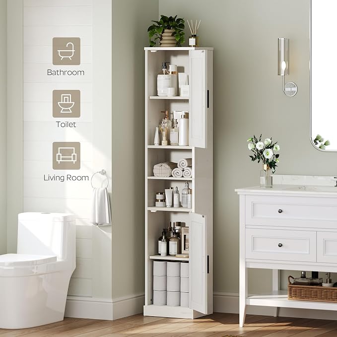 Tall Bathroom Cabinet with 2 Barn Doors, Farmhouse Storage Cabinet with - Image 2