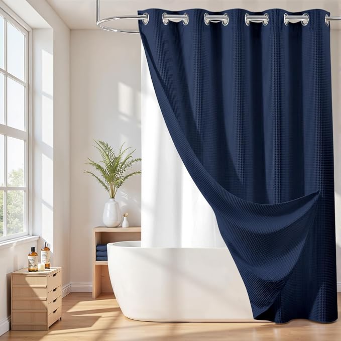 River Dream Hotel Grade No Hooks Needed Shower Curtain by RiverDream
